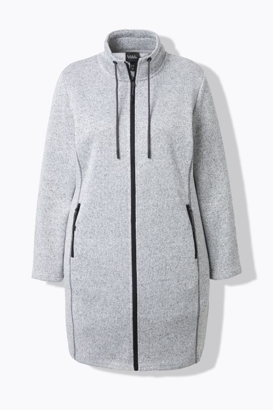 Veste en maille polaire, col montant et poches zippées, coupe plus longue