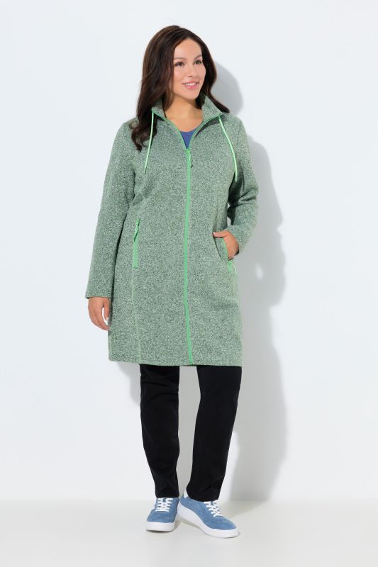 Veste en maille polaire, col montant et poches zippées, coupe plus longue