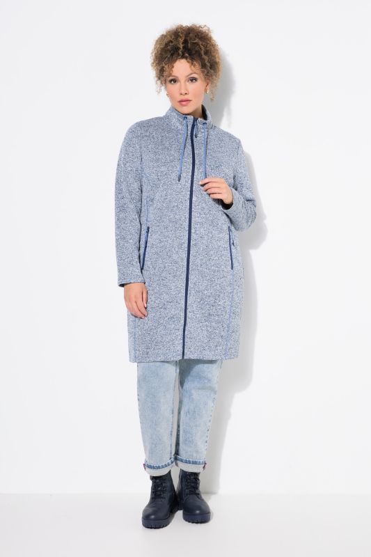 Veste en maille polaire, col montant et poches zippées, coupe plus longue