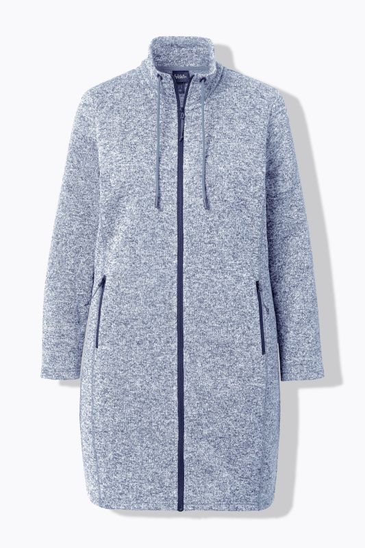 Veste en maille polaire, col montant et poches zippées, coupe plus longue