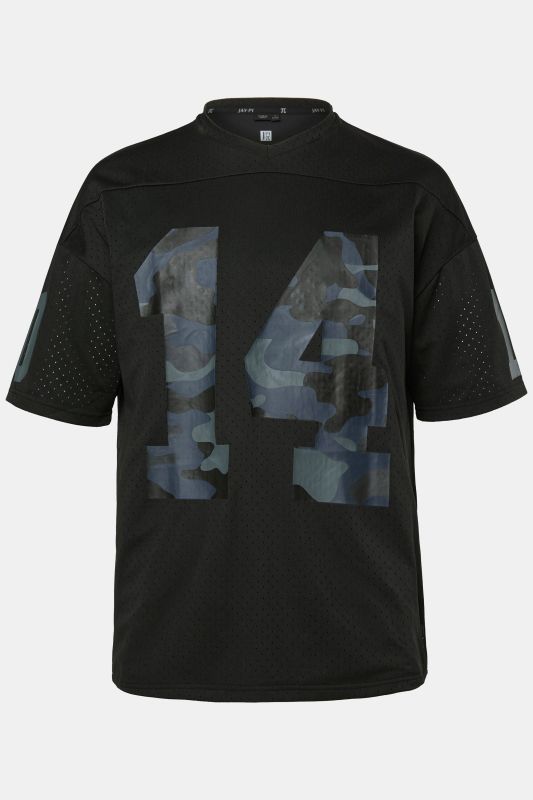 Maillot en mesh JAY-PI, coupe oversize, manches courtes et imprimés camouflage, collection Fitness - jusqu'au 7 XL