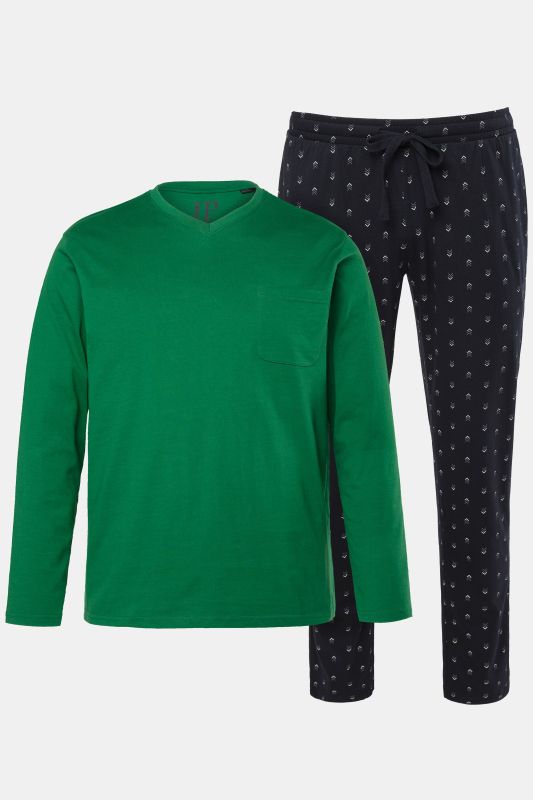 Pyjama JP 1880, deux pièces (t-shirt manches longues + pantalon à motif), collection Homewear – jusqu'au 8&nbsp;XL