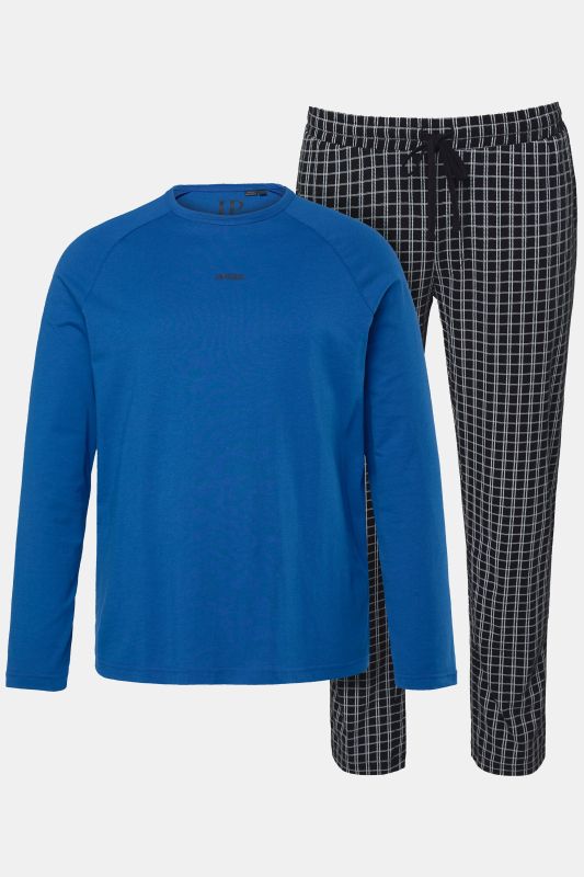 Pyjama JP 1880, deux pièces (t-shirt manches longues + pantalon à carreaux), collection Homewear - jusqu'au 8&nbsp;XL