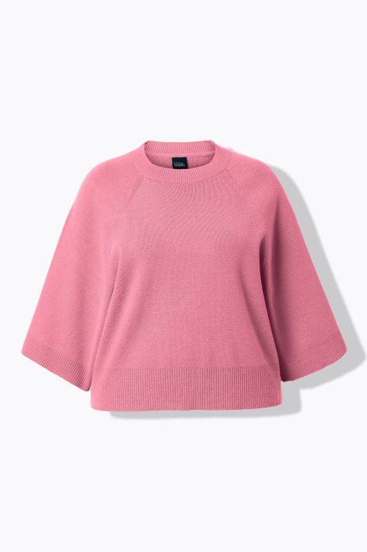 Pull court à col rond et manches 3/4