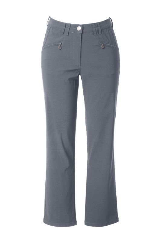 Pantalon stretch Mony, jambe légèrement carotte, poches zippées