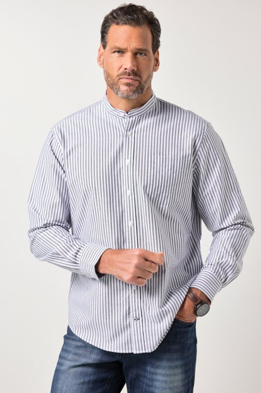Chemise Oxford, manches longues et col montant, coupe Modern Fit - jusqu'au 8 XL