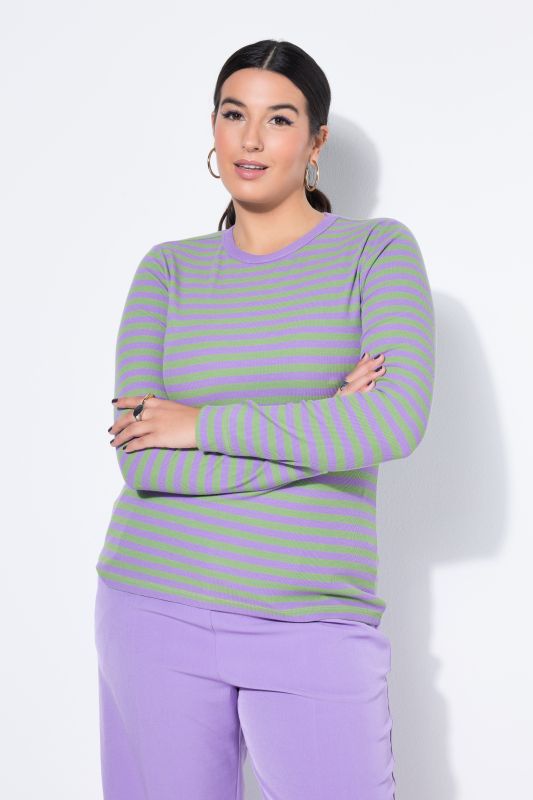 T-shirt coupe slim en jersey rayé, manches longues