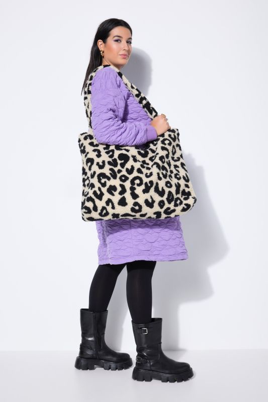 Sac shopper en polaire bouclée, motif léopard