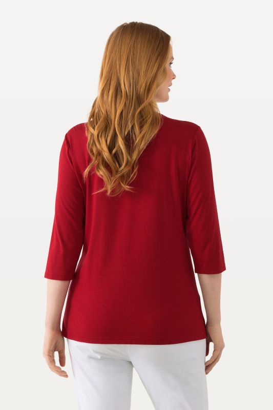 T-shirt avec col en V et manches 3/4 - doublé sur le devant