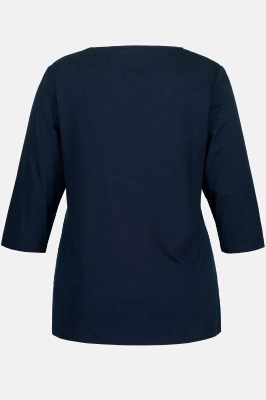 T-shirt avec col en V et manches 3/4 - doublé sur le devant