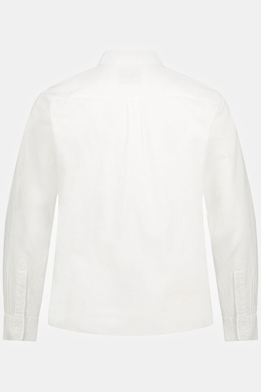 Chemise en lin mélangé. Manches longues et col à pointes boutonnées - coupe Modern Fit