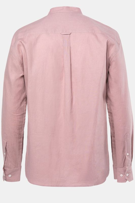 Chemise en lin mélangé. Manches longues et col officier - coupe Modern Fit