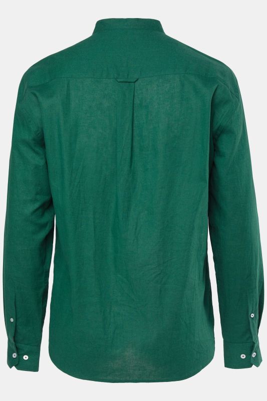 Chemise en lin mélangé. Manches longues et col officier - coupe Modern Fit