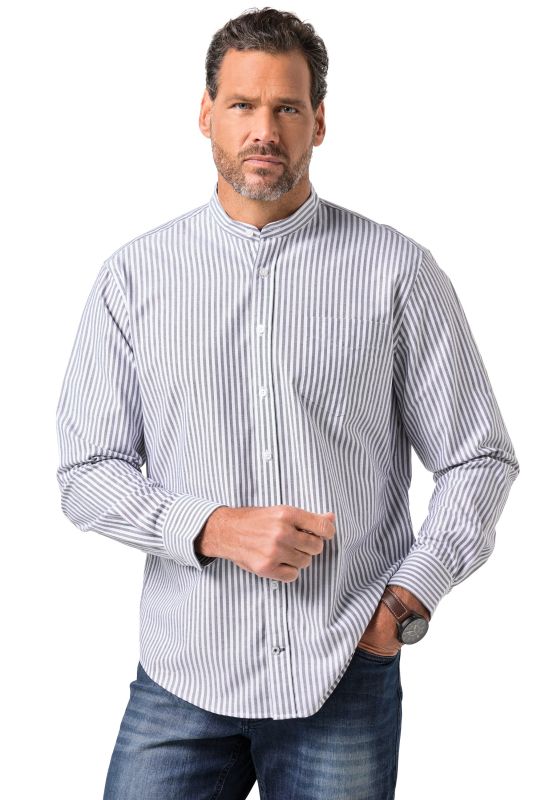 Chemise Oxford, manches longues et col montant, coupe Modern Fit - jusqu'au 8 XL