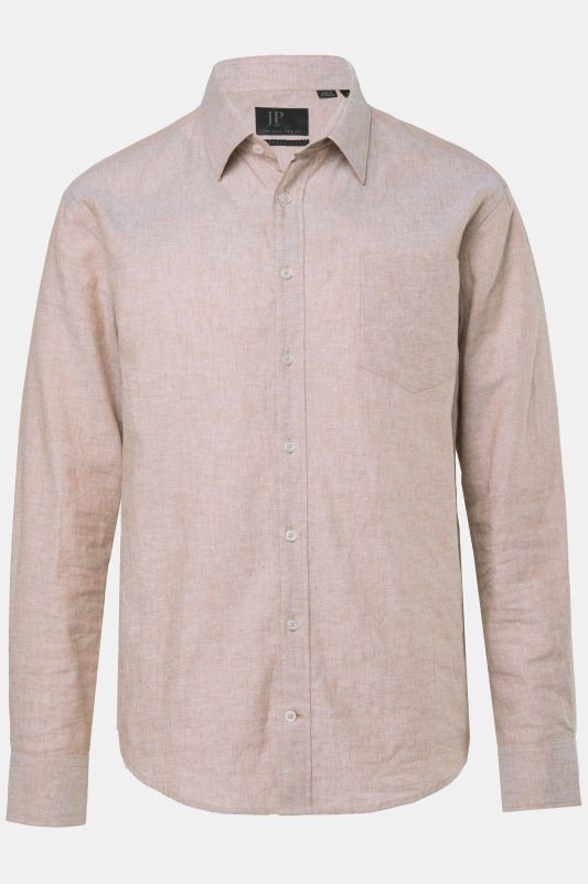 Chemise en lin mélangé JP 1880, manches longues et col Kent, coupe Modern Fit - jusqu'au 8 XL