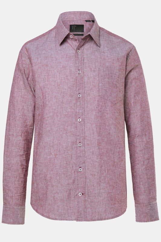 Chemise en lin mélangé JP 1880, manches longues et col Kent, coupe Modern Fit - jusqu'au 8 XL
