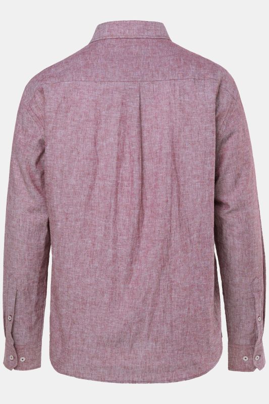 Chemise en lin mélangé JP 1880, manches longues et col Kent, coupe Modern Fit - jusqu'au 8 XL