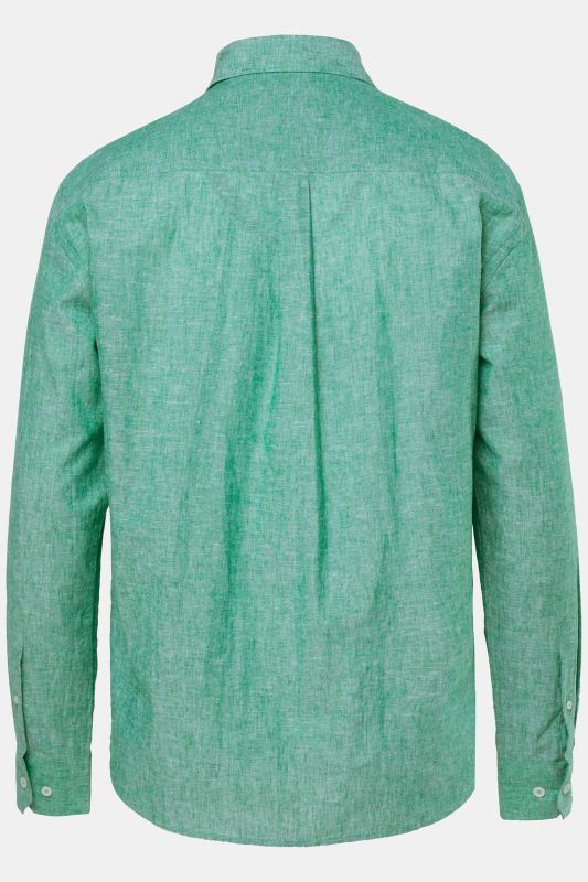 Chemise en lin mélangé JP 1880, manches longues et col Kent, coupe Modern Fit - jusqu'au 8 XL