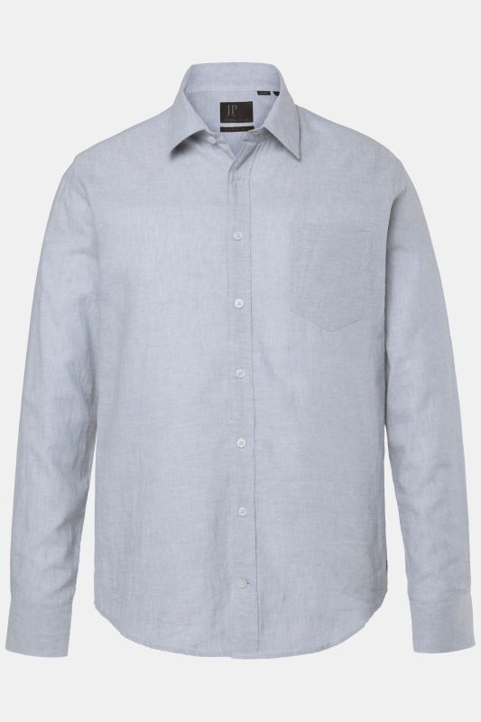 Chemise en lin mélangé JP 1880, manches longues et col Kent, coupe Modern Fit - jusqu'au 8 XL