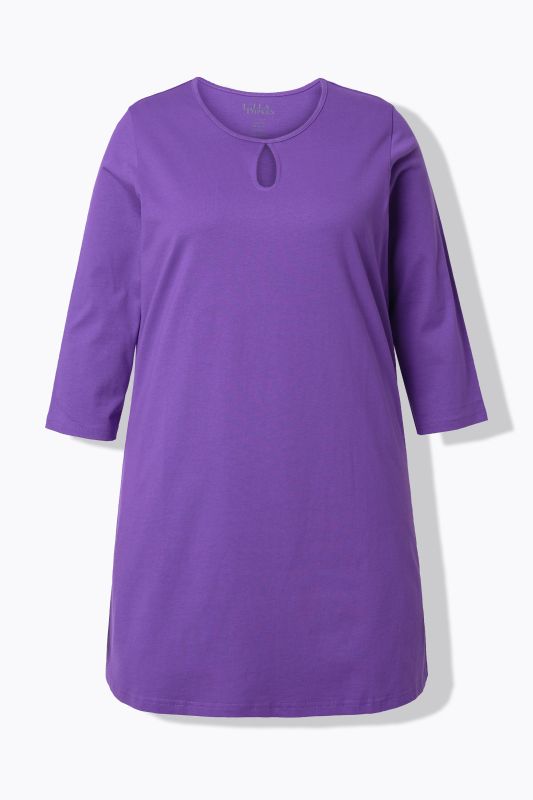 T-shirt long coupe évasée, décolleté rond et manches 3/4