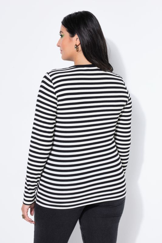 T-shirt coupe slim en jersey rayé, manches longues