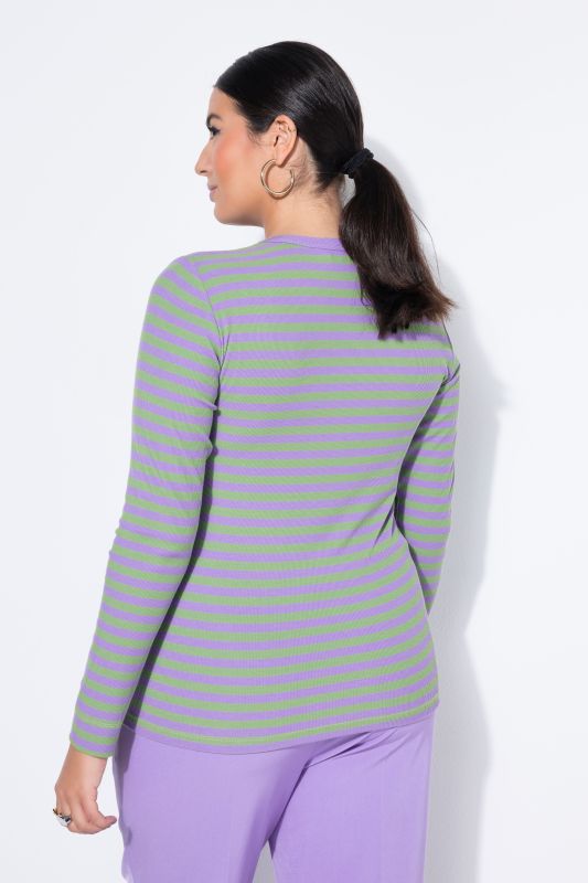 T-shirt coupe slim en jersey rayé, manches longues