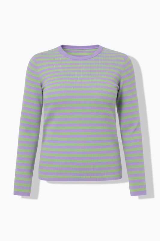 T-shirt coupe slim en jersey rayé, manches longues