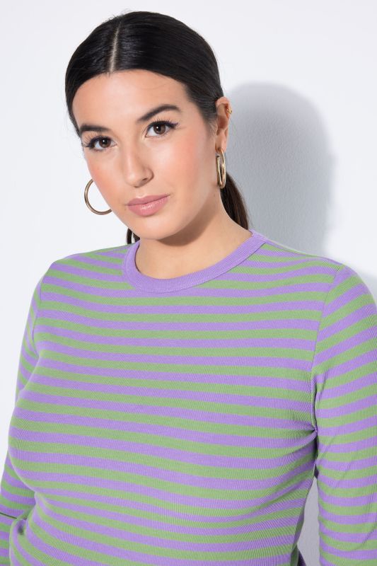 T-shirt coupe slim en jersey rayé, manches longues