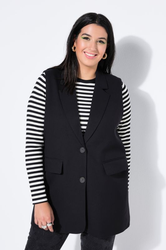 Veste de tailleur sans manches, coupe oversize, fente d'aisance dans le dos avec bouton