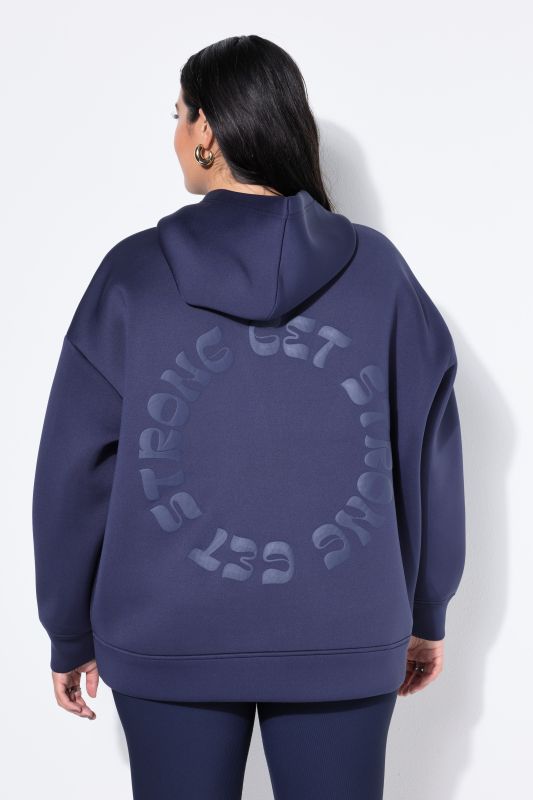 Veste oversize en scuba, capuche et imprimé ton sur ton