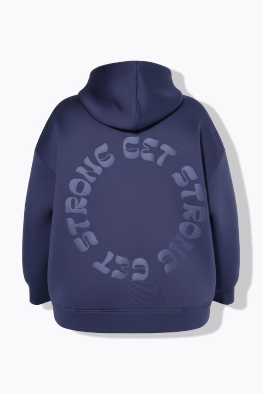 Veste oversize en scuba, capuche et imprimé ton sur ton