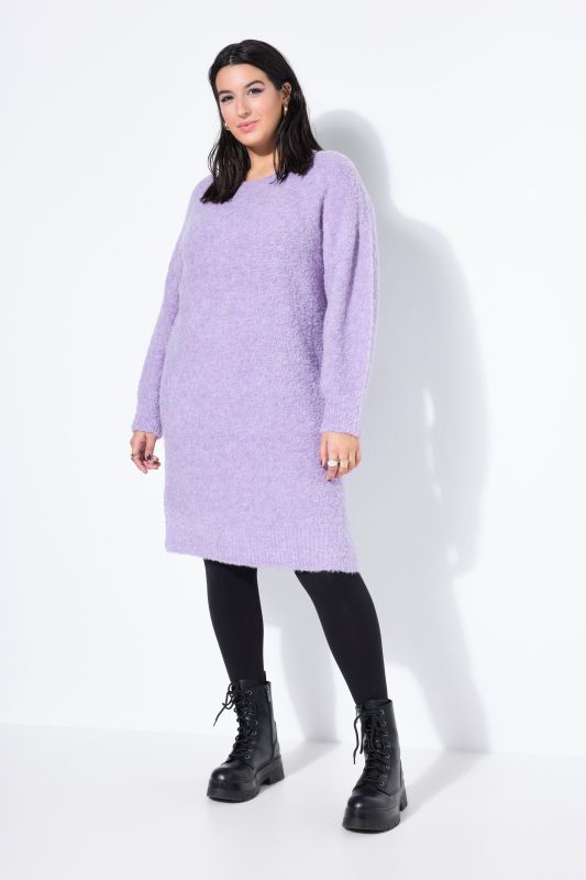Robe en maille oversize, maille duveteuse, manches longues