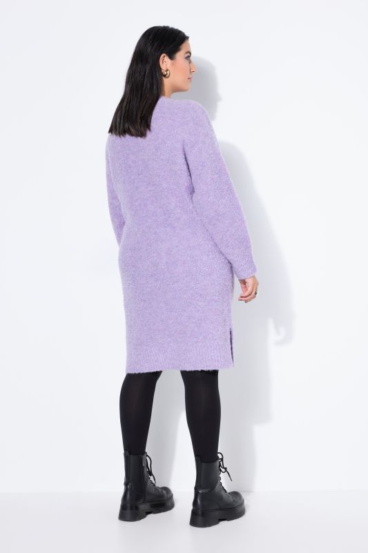 Robe en maille oversize, maille duveteuse, manches longues