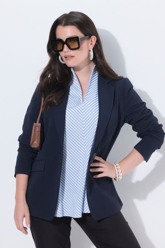 Blazer en acétate, col à revers et fermeture 1 bouton