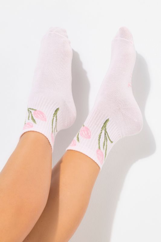Chaussettes à fleurs avec tige côtelée douce