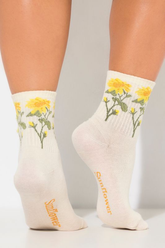 Chaussettes à fleurs avec tige côtelée douce