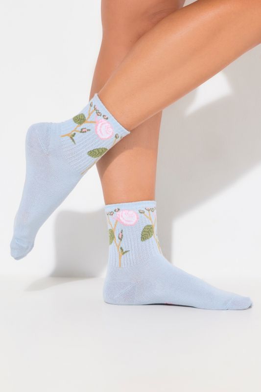 Chaussettes à fleurs avec tige côtelée douce
