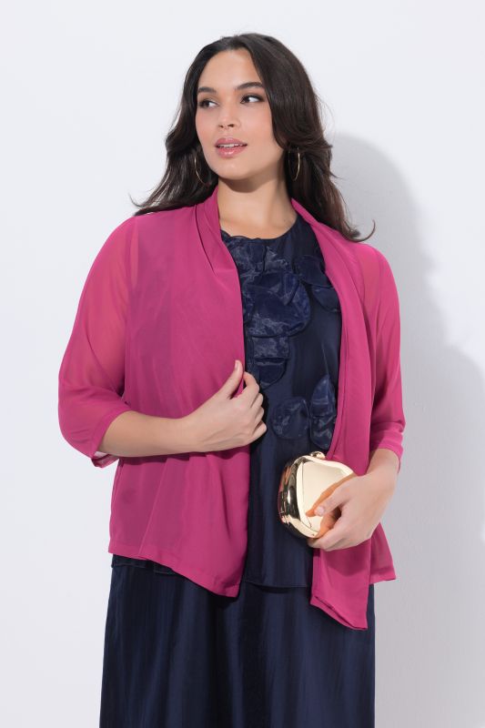 Veste en mousseline, oversize. Col châle, manches 3/4