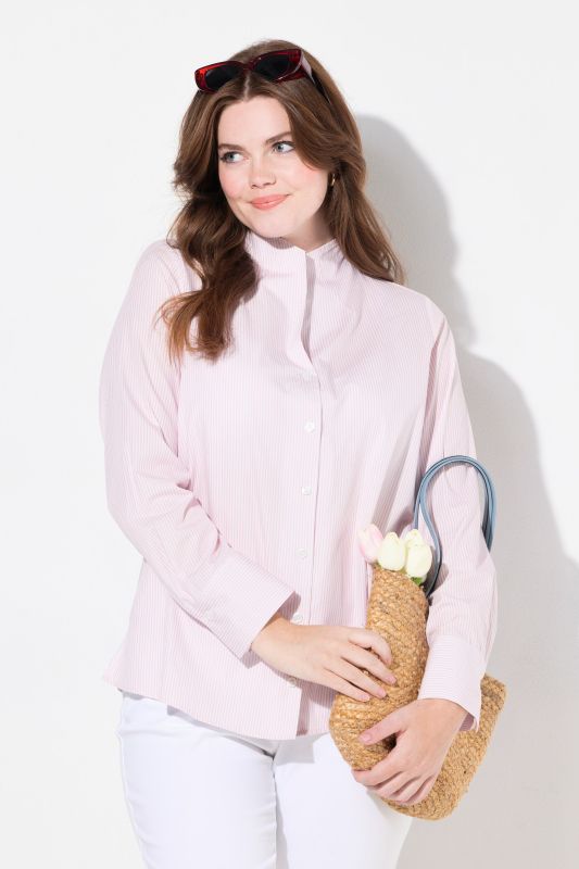 Chemisier rayé, col calice, manches longues