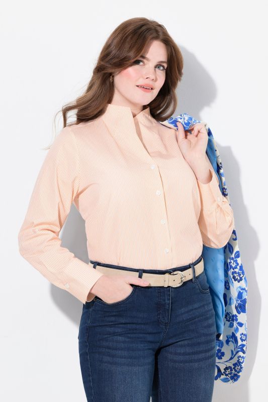 Chemisier rayé, col calice, manches longues