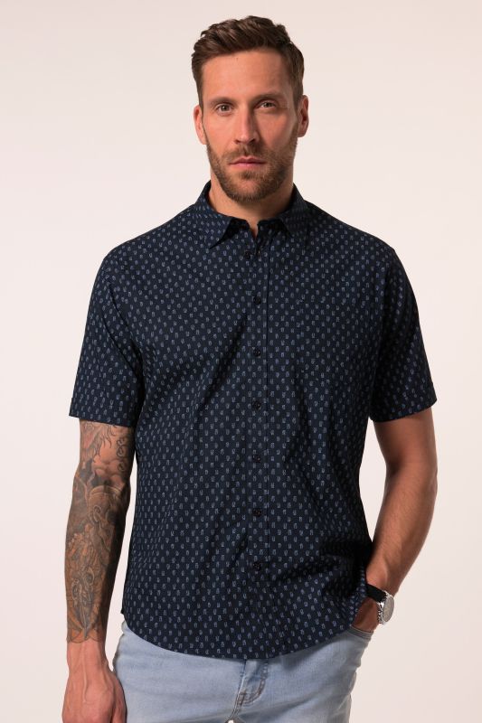 Chemise coupe Modern Fit, manches courtes et col Kent. Micro-imprimé - jusqu'au 8XL