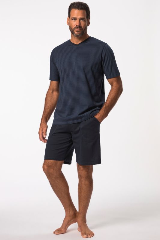 Pyjama court deux pièces à rayures. Jusqu'au 8XL.