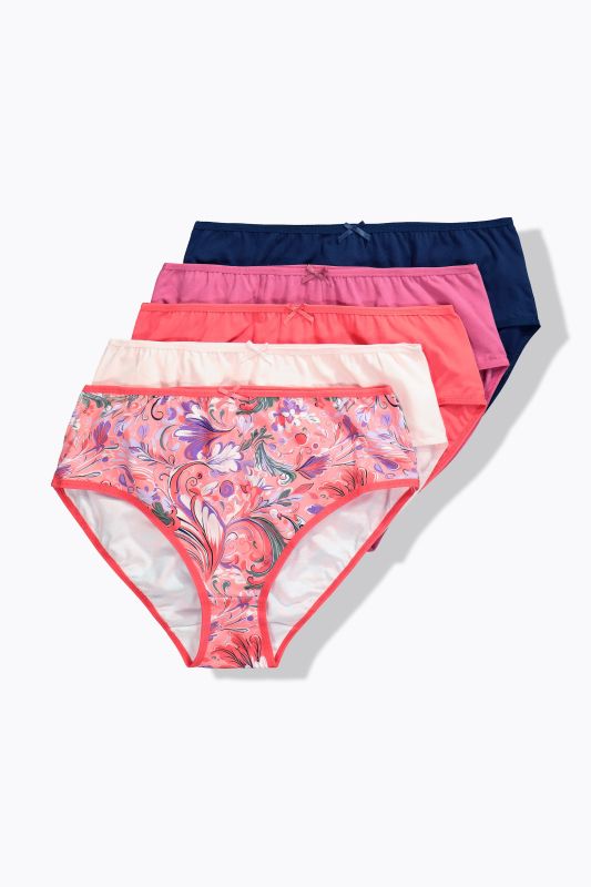 Culottes midi, lot de 5, motif floral/uni