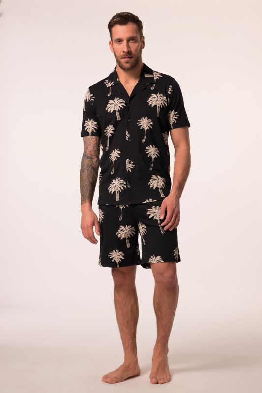 Pyjama JP 1880, collection Homewear, 2 pièces (T-shirt col cubain + bermuda), imprimé all-over - jusqu'au 8 XL