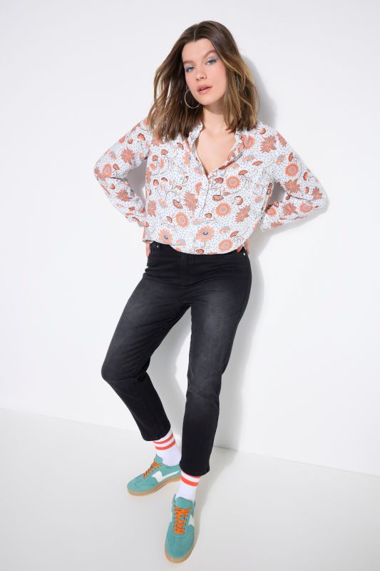 Jean Mom 5 poches, coupe Wide Legs, denim noir