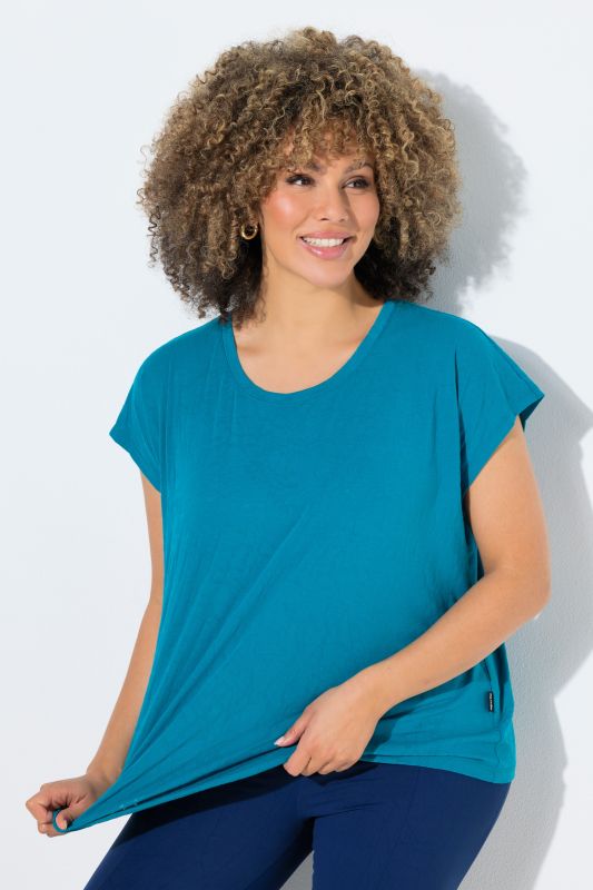 T-shirt oversize à col rond, tissu dévoré, sans manches