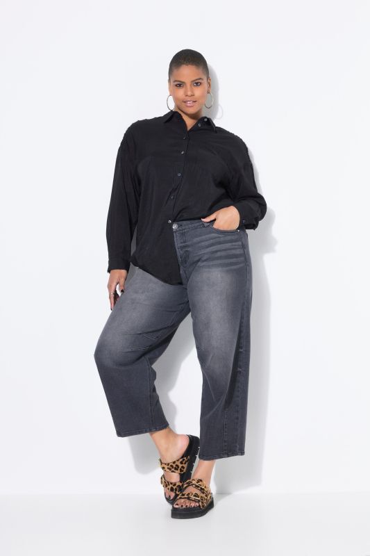 Jean barrel, 5 poches. Coupe Wide Ballon Legs, taille haute