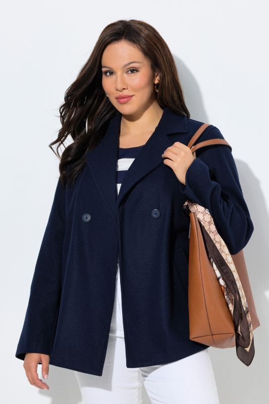 Caban en polaire, col à revers et manches longues, coupe évasée