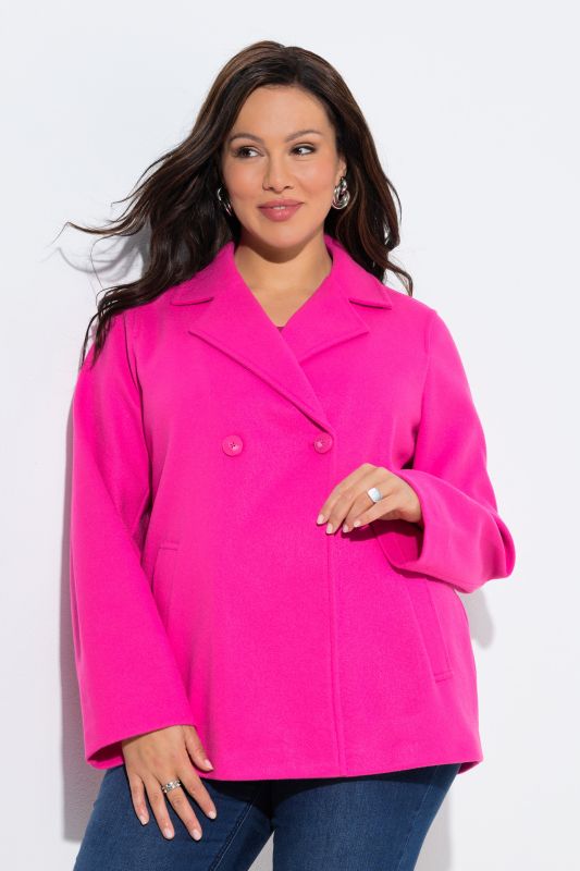 Caban en polaire, col à revers et manches longues, coupe évasée