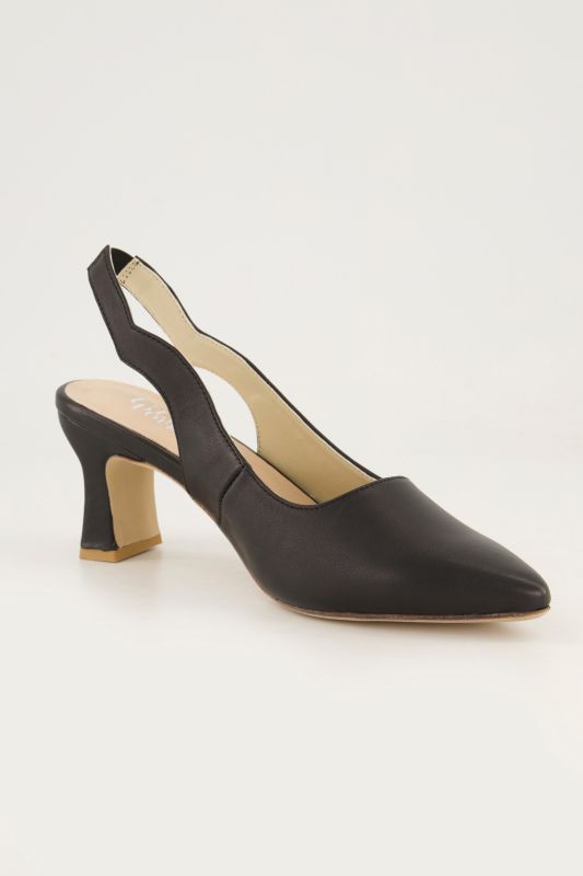 Escarpins en cuir, bride élastique à l'arrière - largeur H